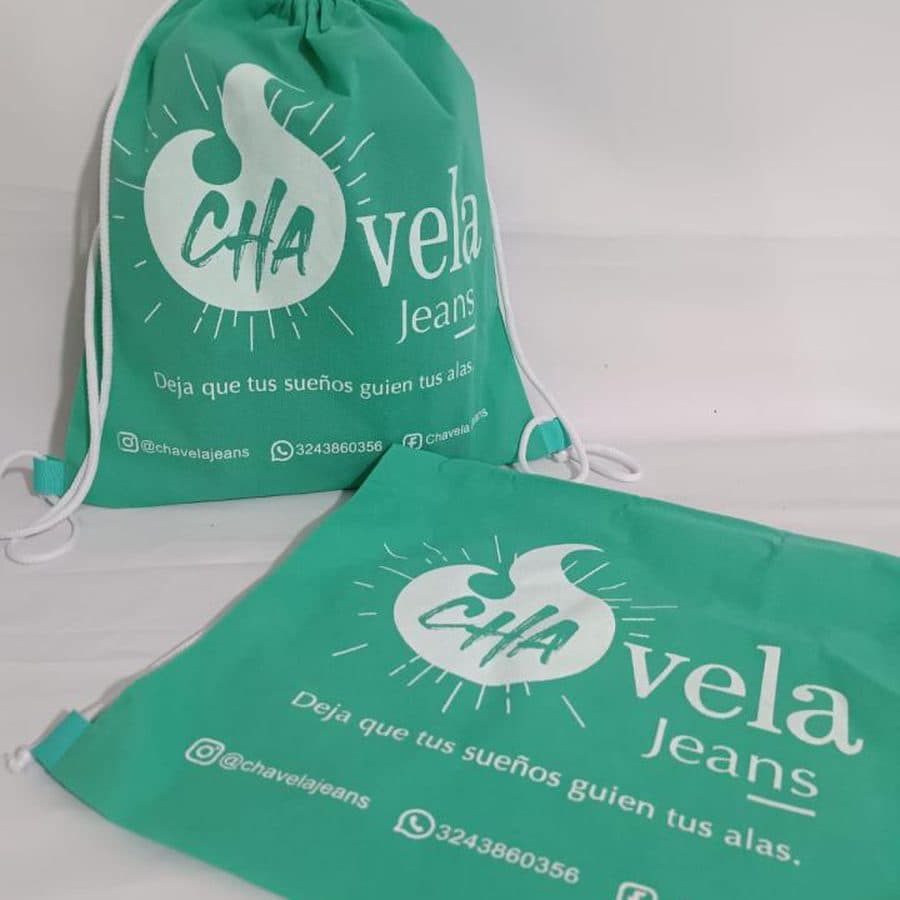 Tula en politex con cierre de cordón personalizada